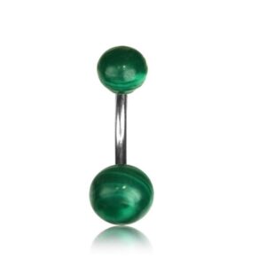 earth accessories turquoise or green malachite belly button ring piercing for women - navel belly button rings with surgical steel