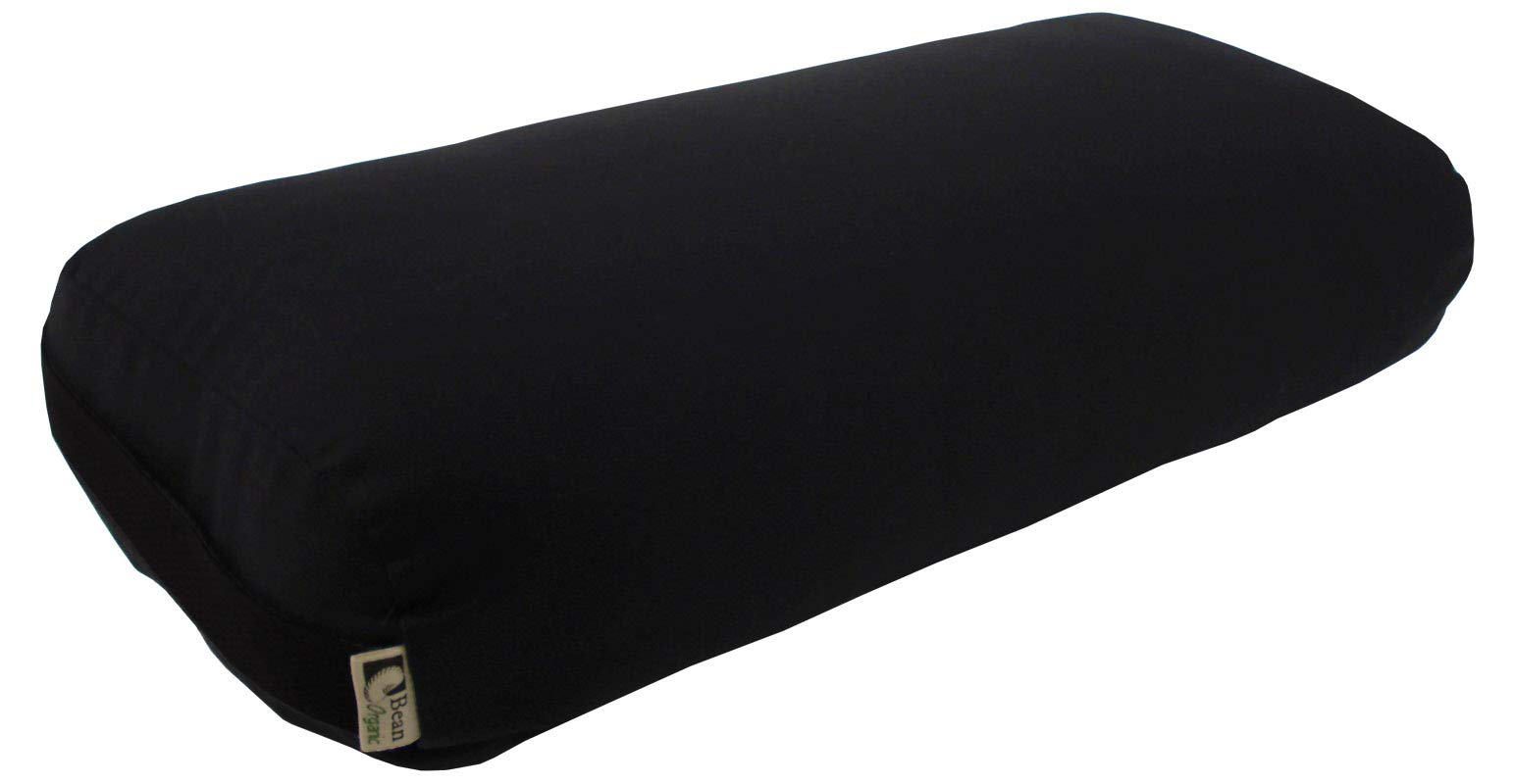 Bean Products Yoga Bolster - Handcrafted In The USA With Eco Friendly Materials - Studio Grade Support Cushion That Elevates Your Practice & Lasts Longer - Rectangle, Organic Cotton Black