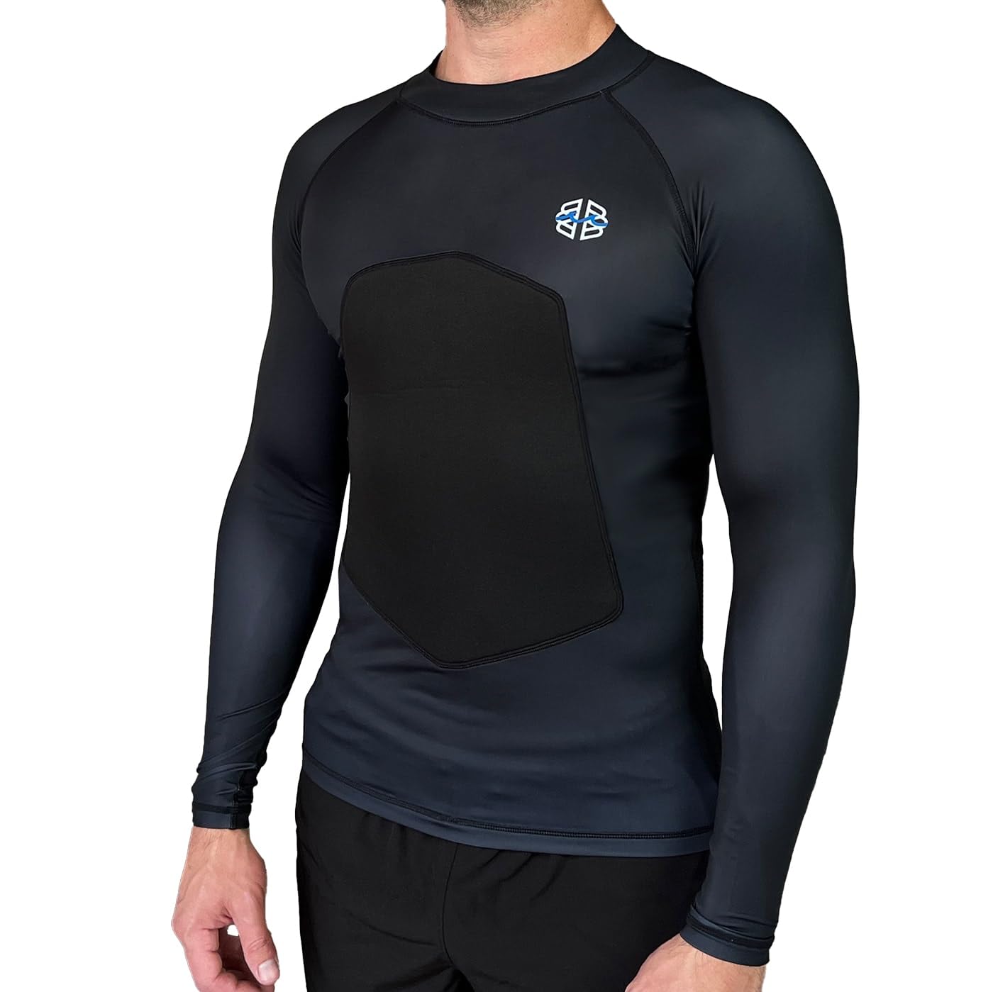 RIBBY SPF 50+ 5mm Padded Rash Guard for Surfing, Boogie, Scuba Black