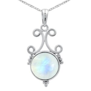 TISHAVI 5.45Cts Natural Moonstone Pendant Necklace For Women June Birthstone Vintage Jewelry Women'S Day Gifts For Mom Wife Sister