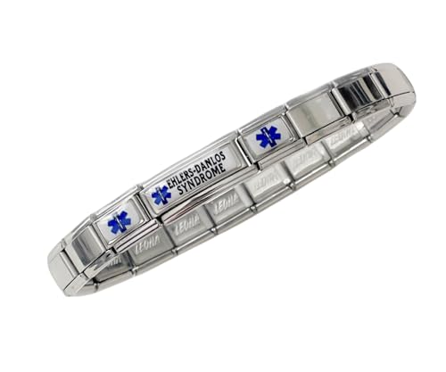 Gadow Jewelry Ehlers-Danlos Medical Bracelet Italian Charm Style Stretchy no Clasp Stainless Steel Any Size Awareness