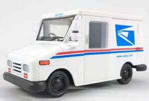 united states postal mail truck usps 1987 grumman llv 1:36 scale die cast metal 5 inch model toy truck