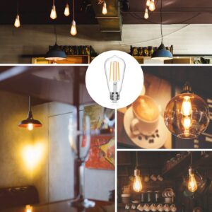 LANGREE Vintage LED Edison Bulb, 6W, Equivalent 60W, Soft White 2700k, Non-Dimmable Led Filament Light Bulb, E26 Base, High CRI 95+ Eye Protection, Clear Glass for Home Kitchen, Pack of 5