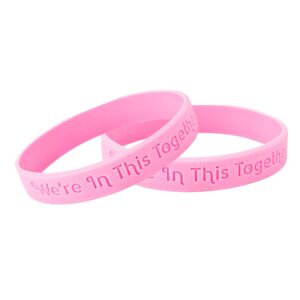 fundraising for a cause pink ribbon we're in this together silicone bracelet - breast cancer awareness rubber wristband - 1 bracelet