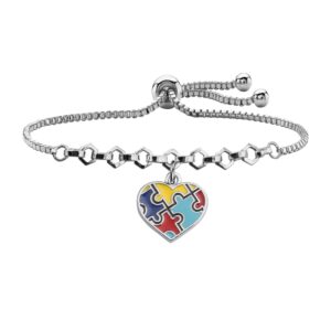 fustmw autism awareness braceletgifts for autistic colorful puzzle piece key ring jewelry gifts(autism awareness bracelet)