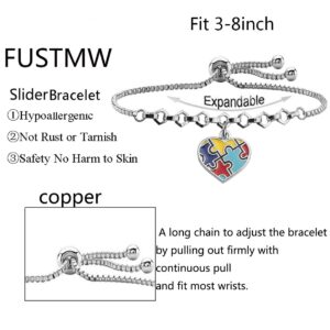 FUSTMW Autism Awareness BraceletGifts for Autistic Colorful Puzzle Piece Key Ring Jewelry Gifts(Autism Awareness bracelet)