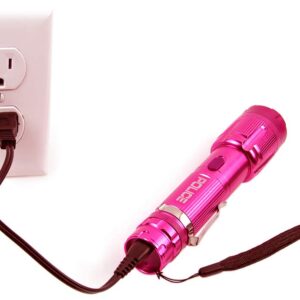 POLICE Stun Gun 1159 - Aluminum Rechargeable with LED Flashlight, Pink