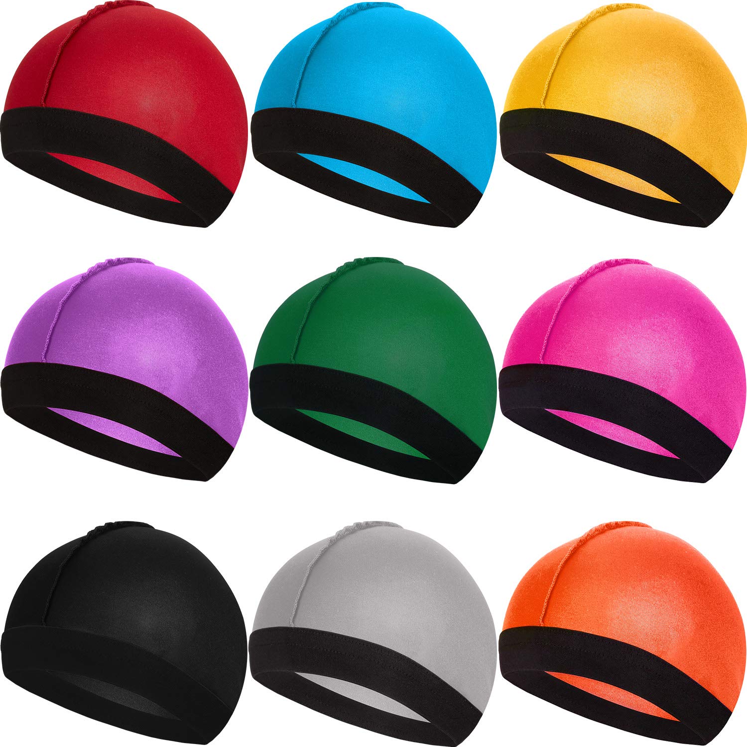 SATINIOR Men's 9 Pieces Silky Wave Caps Elastic Band Wave Caps Silky Wave Hats