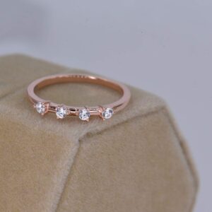 BLOSSOM & HUE Eternity Ring [.925 Sterling Silver Dipped in 18K Rose Gold] 4-Stone Premium CZ [Size 8] Stacking Ring [Vintage Art Deco Minimalism] [Hypoallergenic]