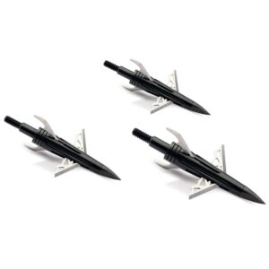 new archery products nap dk4 hunting bow spitfire hybrid mechanical 1 3/4" cutting diameter compound broadhead 3 pieces pack, 100 grain,black