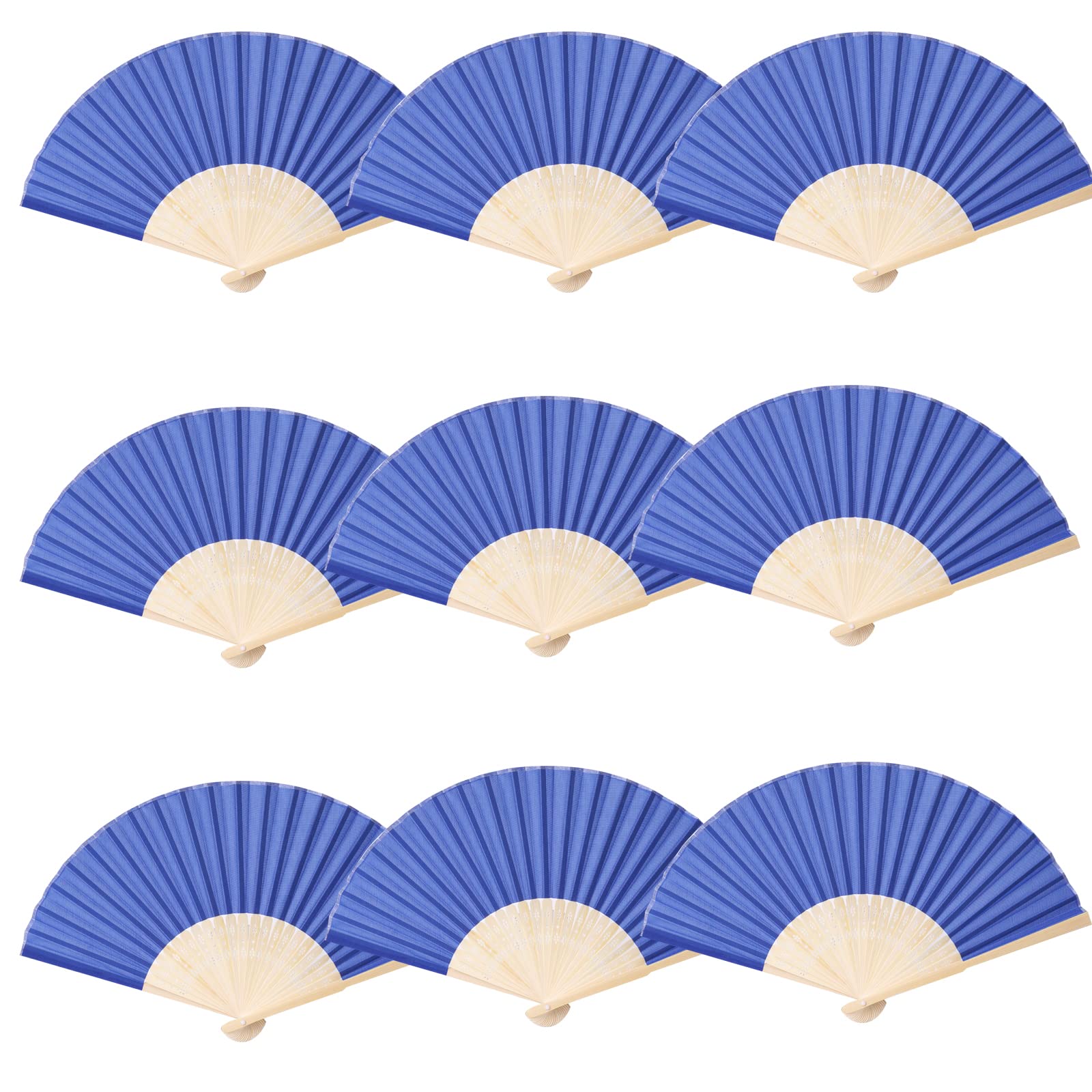 SL crafts 24pcs Imitated Silk Hand Fan Imitated Silk Fabric Bamboo Handheld Folded Fan Bridal Dancing Props Church Wedding Party Favors with Organza Bags (Royal Blue)