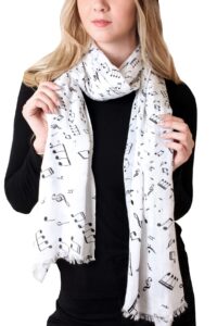 anika dali women's music lover musical notes fashion scarf shawl (off-white)