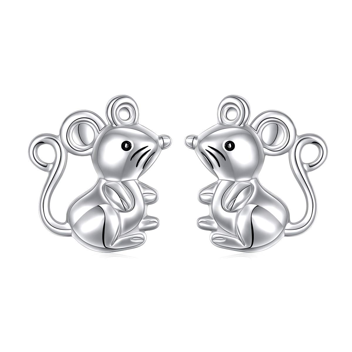 Christmas Gift S925 Sterling Silver Cute Animal Mouse Stud Earrings Gift for Women