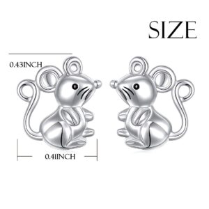 Christmas Gift S925 Sterling Silver Cute Animal Mouse Stud Earrings Gift for Women