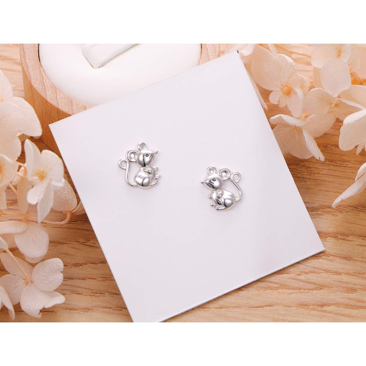 Christmas Gift S925 Sterling Silver Cute Animal Mouse Stud Earrings Gift for Women