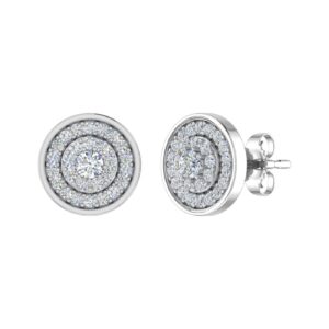 1/3 Carat Round Diamond Halo Stud Earrings in 10K White Gold