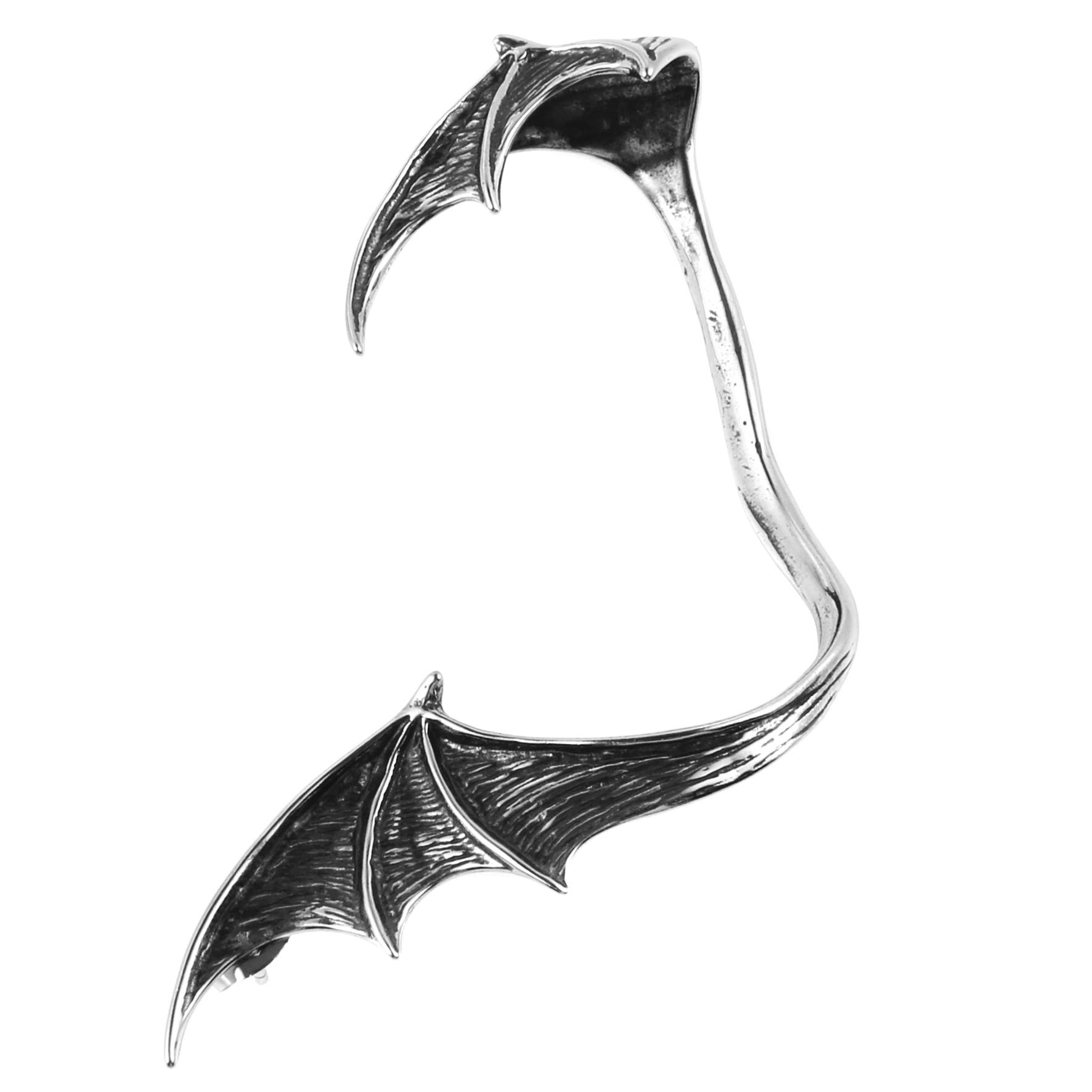 HZMAN Stainless Steel Ear Cuff Earrings for Women Piercing Men Stud Dragon Punk Wrap (Bat)