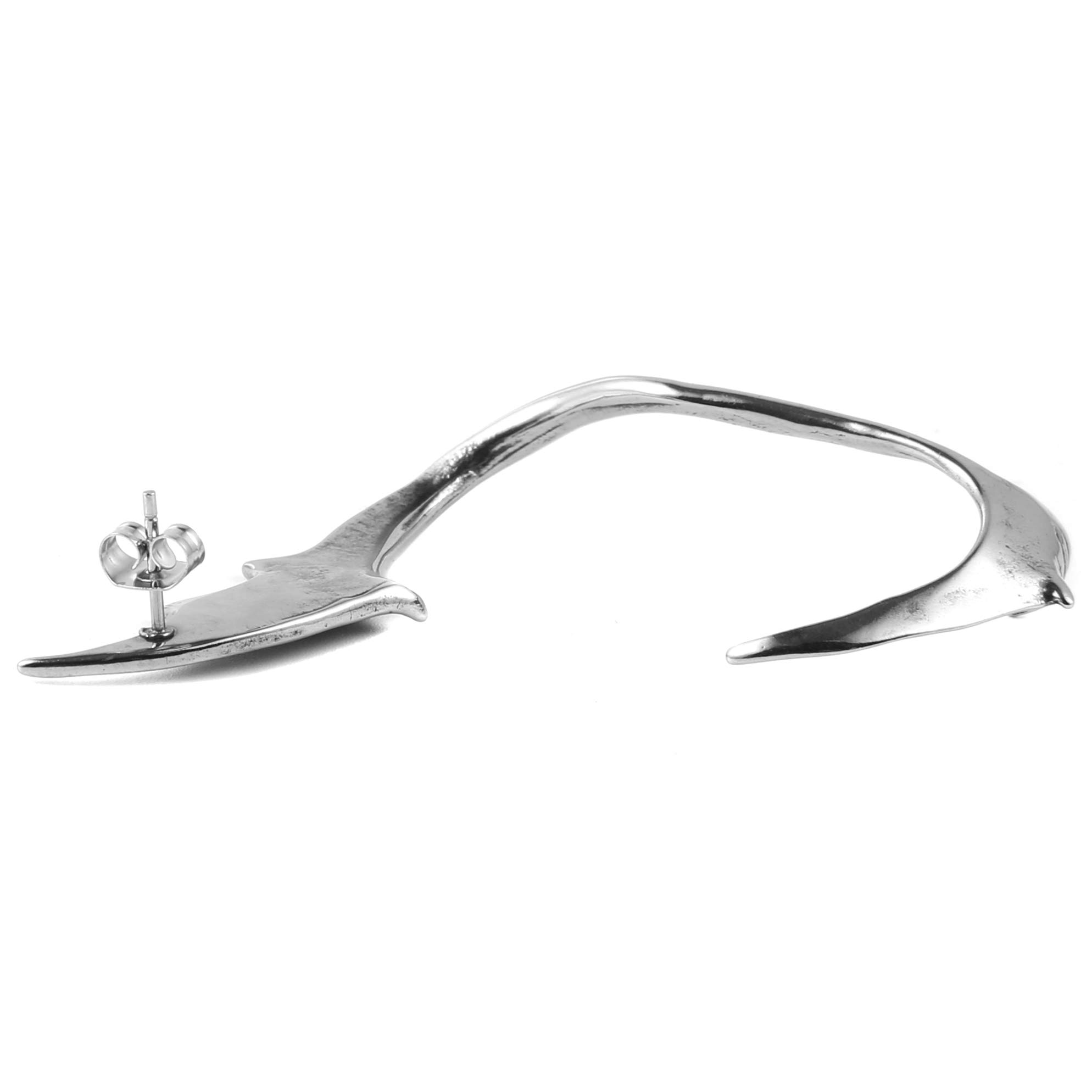 HZMAN Stainless Steel Ear Cuff Earrings for Women Piercing Men Stud Dragon Punk Wrap (Bat)