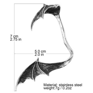 HZMAN Stainless Steel Ear Cuff Earrings for Women Piercing Men Stud Dragon Punk Wrap (Bat)