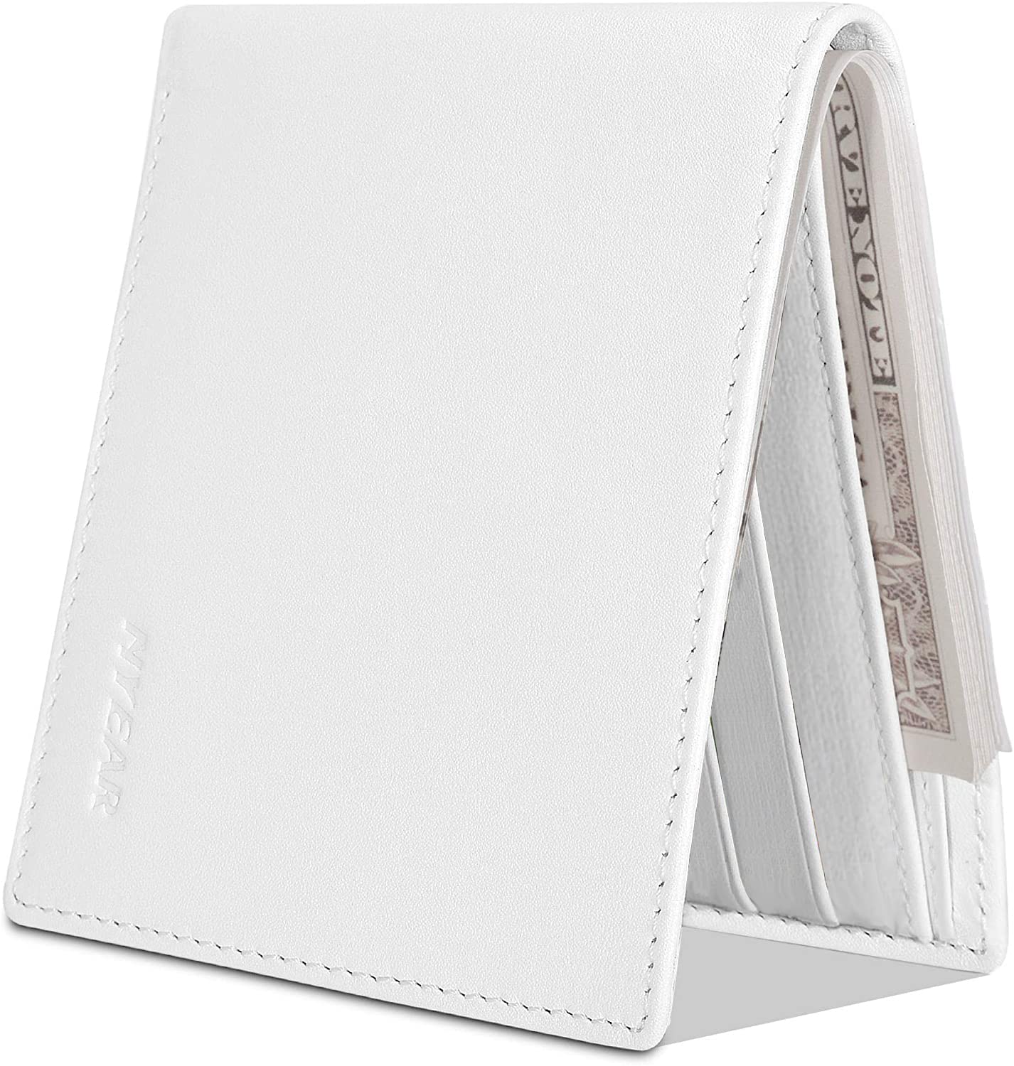 NYEAR White Wallet for Men Slim Mens Wallet Leather Bifold Wallets for Men White Wallet Men Compact Leather Wallets for Men As Nice Gifts for Birthday, Anniversary and Graduation,White,Slim Wallet