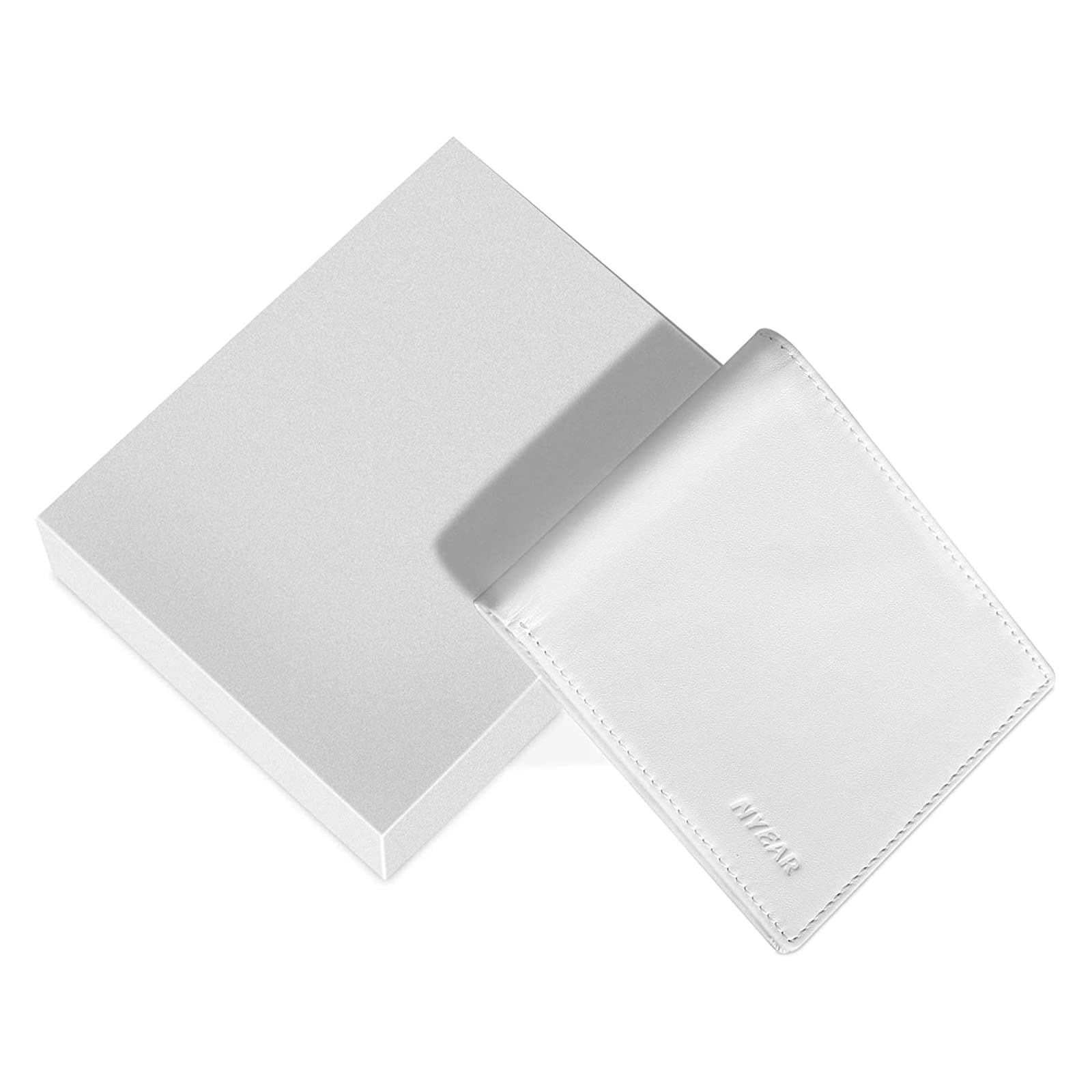 NYEAR White Wallet for Men Slim Mens Wallet Leather Bifold Wallets for Men White Wallet Men Compact Leather Wallets for Men As Nice Gifts for Birthday, Anniversary and Graduation,White,Slim Wallet