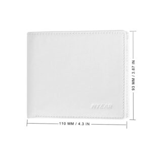 NYEAR White Wallet for Men Slim Mens Wallet Leather Bifold Wallets for Men White Wallet Men Compact Leather Wallets for Men As Nice Gifts for Birthday, Anniversary and Graduation,White,Slim Wallet