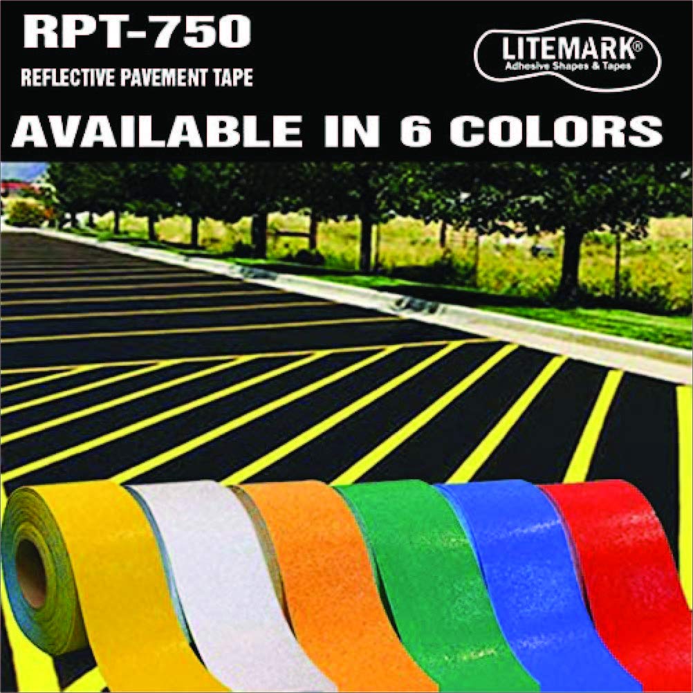 DuraMark RPT-750 Pavement Marking Tape - Reflective Slip Resistant Durable Outdoor Heavy Duty Rubber Base Tape, Bast Certified (Yellow, 3 Inch x 108 Feet)