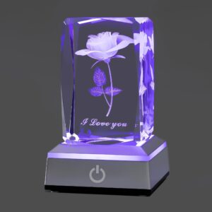 hochance 3d rose crystal multicolor nightlight,i love you decolamp,perfect mothers day gifts for mom mother my girlfriend wife her,unique valentines anniversary birthday presents ideas