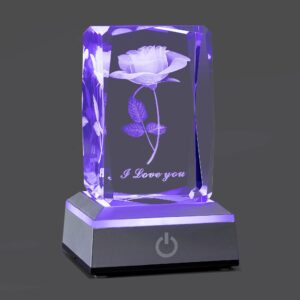 hochance 3D Rose Crystal Multicolor Nightlight,I Love You Decolamp,Perfect Mothers Day Gifts for Mom Mother My Girlfriend Wife Her,Unique Valentines Anniversary Birthday Presents Ideas