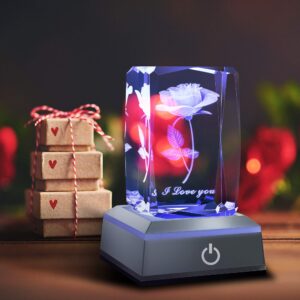 hochance 3D Rose Crystal Multicolor Nightlight,I Love You Decolamp,Perfect Mothers Day Gifts for Mom Mother My Girlfriend Wife Her,Unique Valentines Anniversary Birthday Presents Ideas