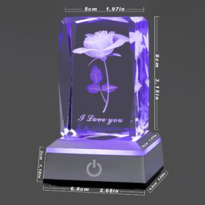 hochance 3D Rose Crystal Multicolor Nightlight,I Love You Decolamp,Perfect Mothers Day Gifts for Mom Mother My Girlfriend Wife Her,Unique Valentines Anniversary Birthday Presents Ideas