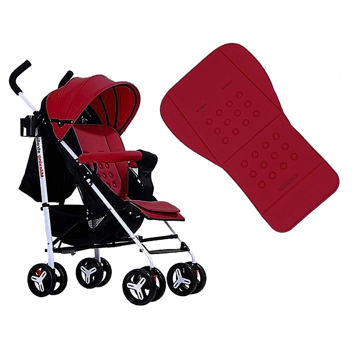 Stroller Cushion, Baby Stroller/Car Seat Liners Pad Cover Foam Cotton Cushion (Red)