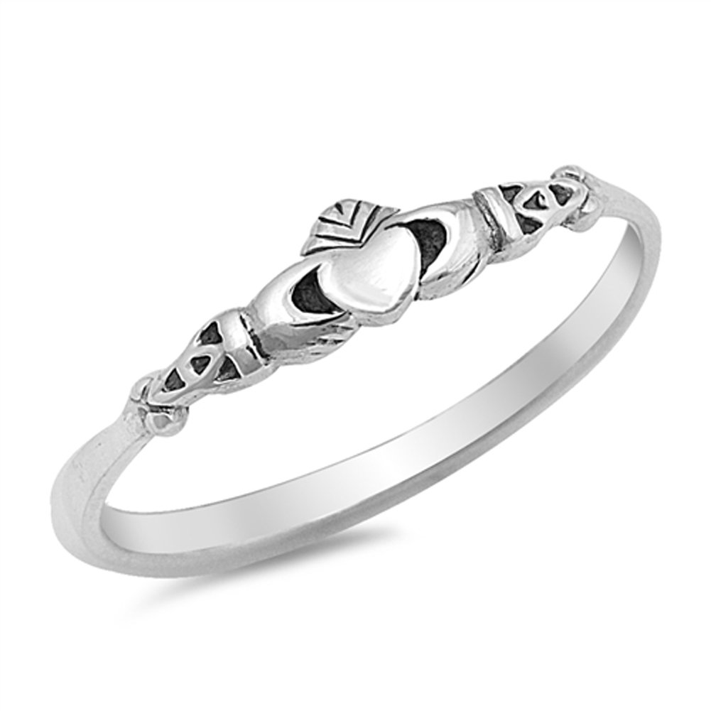 Claddagh Love Heart Celtic Knot Promise Sterling Silver Ring Size 11