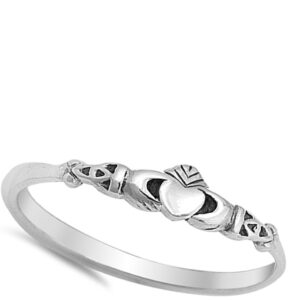 Claddagh Love Heart Celtic Knot Promise Sterling Silver Ring Size 11