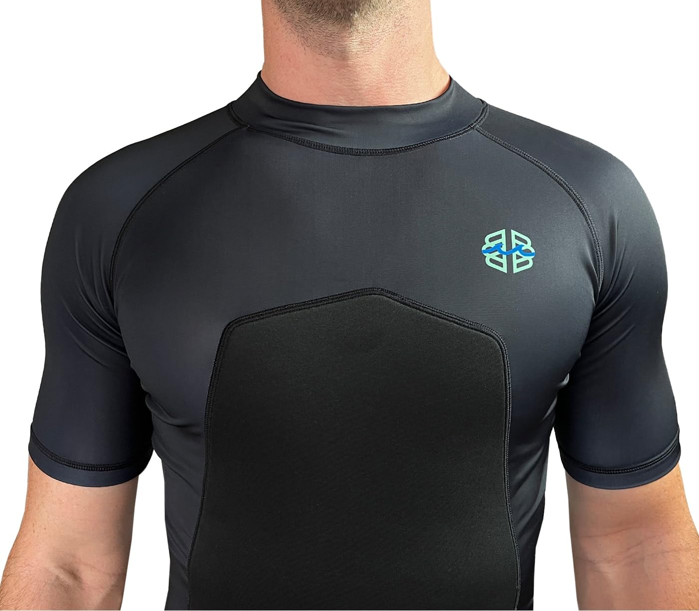 RIBBY SPF 50+ 5mm Padded Rash Guard for Surfing, Boogie, Scuba Black