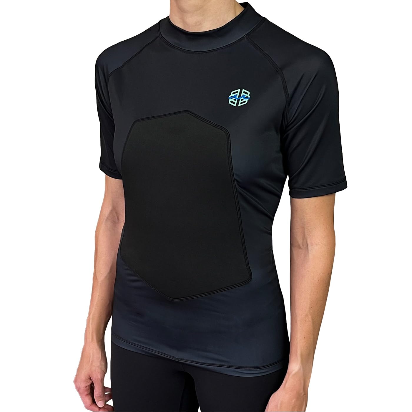 RIBBY SPF 50+ 5mm Padded Rash Guard for Surfing, Boogie, Scuba Black