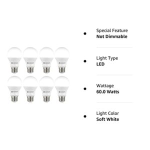 EcoSmart 60-Watt Equivalent A19 Non-Dimmable LED Light Bulb Soft White (8-Pack)