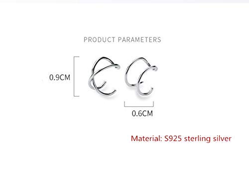 Minimalist 4 PCS S925 Sterling Silver Criss Cross Ear Cuff No Pierce Ear Cuff Sets Double Simple Lines Ear Cuff Fake Cartilage Earring Helix Piercing（4PCS）