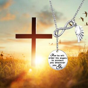 CHOORO Bible Verse Keychain For He Will Order His Angels to Protect You Wherever You Go Religious Jewelry Christian Gift (for he will order yn)