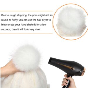 LA CARRIE Women's Faux Fur Hat Russian Cossack Pompom Cap for Winter Ski Snow(White)