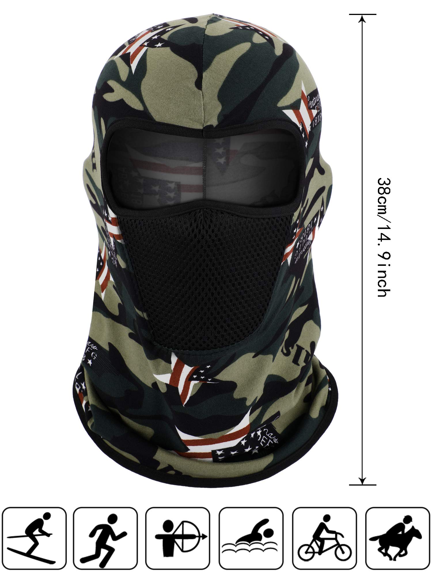 Blulu 4 Pieces Balaclava Full Face Mask Winter Windproof Balaclava Neck Sun Protection Breathable Face Cover (Camouflage)