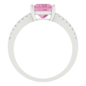 Clara Pucci 1.66 ct Princess Cut Solitaire with Accent Pink Simulated Diamond Engagement Promise Anniversary Bridal Ring 14k White Gold 6