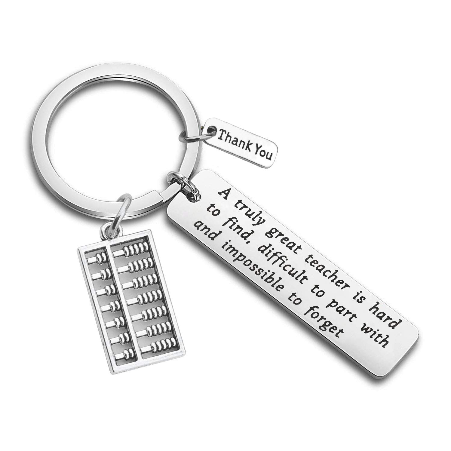 Math Teacher Thank You Keychain A Truly Great Teacher is Hard to Find Retirement Gift for Teacher (Abacus)