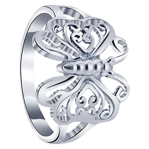 Gem Avenue 925 Sterling Silver Butterfly Ring with a Polished Finish, Perfect for Women who Wear Size 7