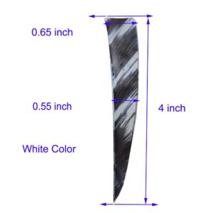 AMEYXGS 4 Inch Arrow Feather Fletching Turkey Feather Natural Arrow Vanes Shield Right Wings Vanes for DIY Arrows Accessories 50Pcs (White)