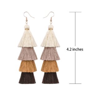 Eigso 9 Pairs Colorful Layered Gradient Drop Dangle Tassel Earrings Set for Women Boho Jewelry