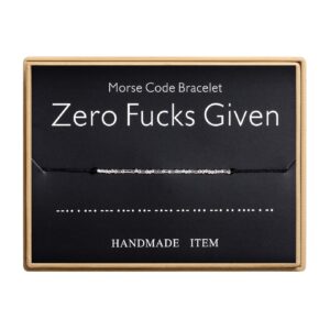 Sunique Zero Fucks Given Morse Code Bracelet Handmade Bead Adjustable String Bracelets Inspirational Jewelry for Women