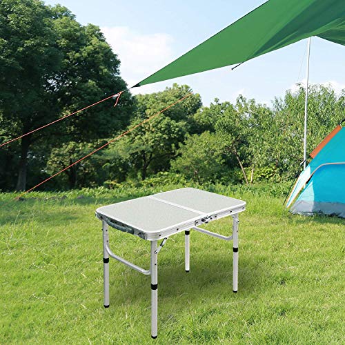 RedSwing Small Folding Table Portable 2 Feet, Small Foldable Table Adjustable Height, Lightweight Aluminum Camping Table, 15.7 in x 23.6 in x 19 in