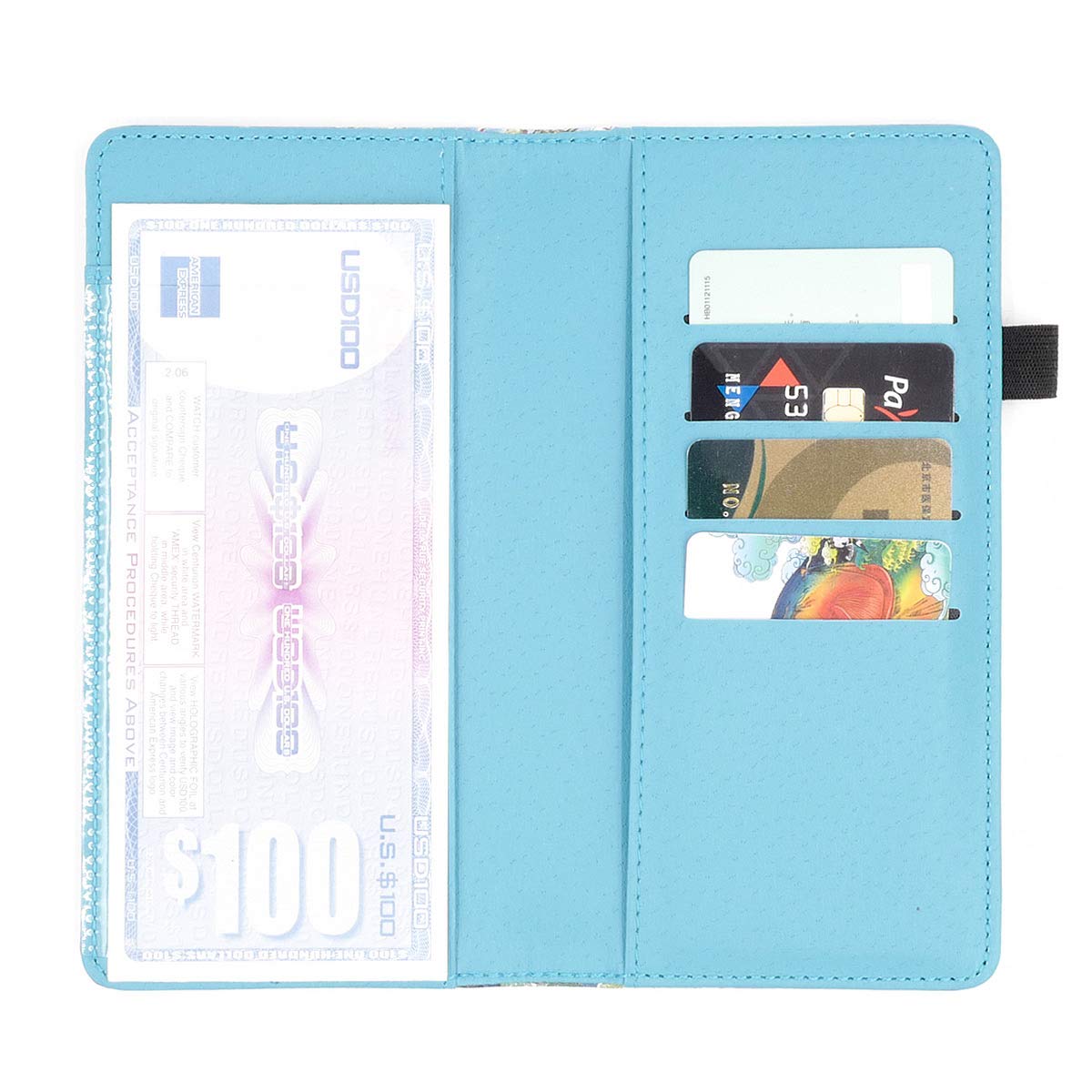 menesia Checkbook Cover for Men & Women RFID Leather Check Book Holder Wallet(Green Flower)