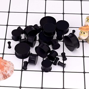 JOYTOYOU 26Pcs Black Silicone Ear Gauge Plugs Stretching Kit Double Flared Flesh Tunnels Saddle Expander Set 8g to 1"